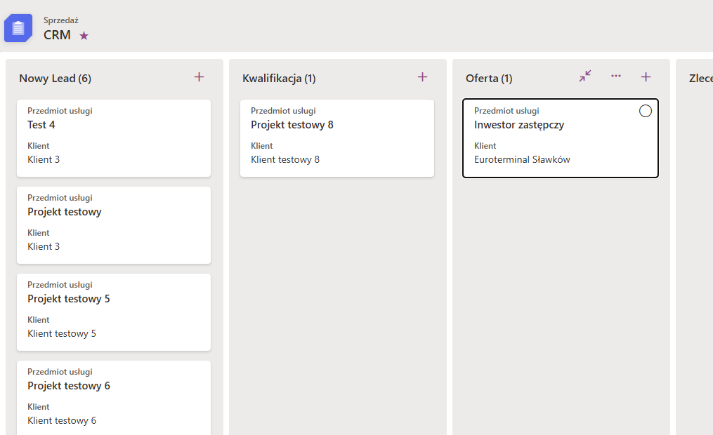 Panel użytkownika autorskiego systemu CRM stworzonego przez Valorco